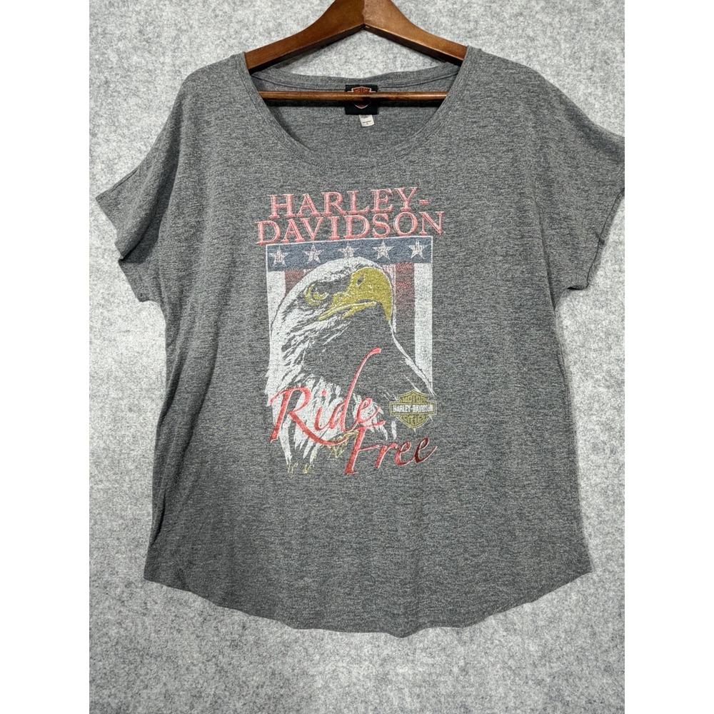 Harley Davidson Womens Tagged L Gray Eagle Ride Free T Shirt Lynchburg Tennessee